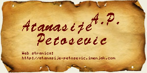 Atanasije Petošević vizit kartica